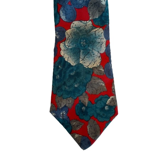 Halston Other - Halston III Men's Neck Tie 100% Italian Silk Navy Blue Red Brown Floral